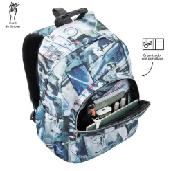 Totto - Mochila escolar adaptable a carro postales y casetes Acuareles