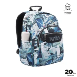 Totto - Mochila escolar adaptable a carro postales y casetes Acuareles