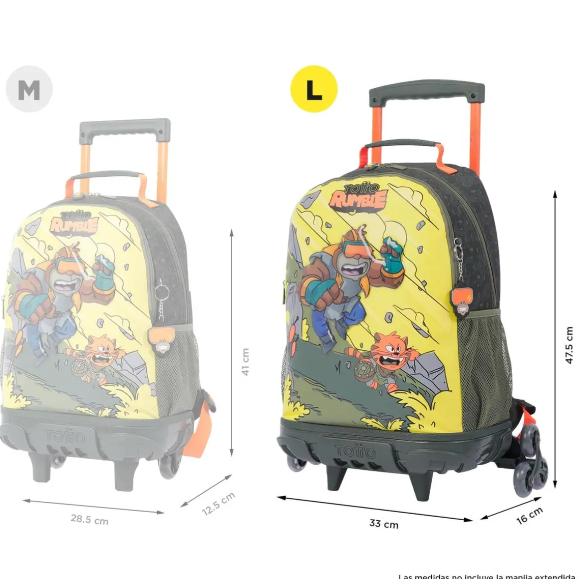 Totto - Mochila escolar con ruedas grande Brawlmaster