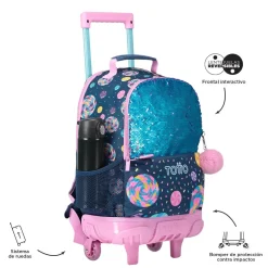 Totto - Mochila escolar con ruedas mediana Sweet Candy