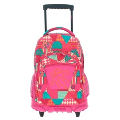 Totto - Mochila escolar con ruedas Renglones - Rosa