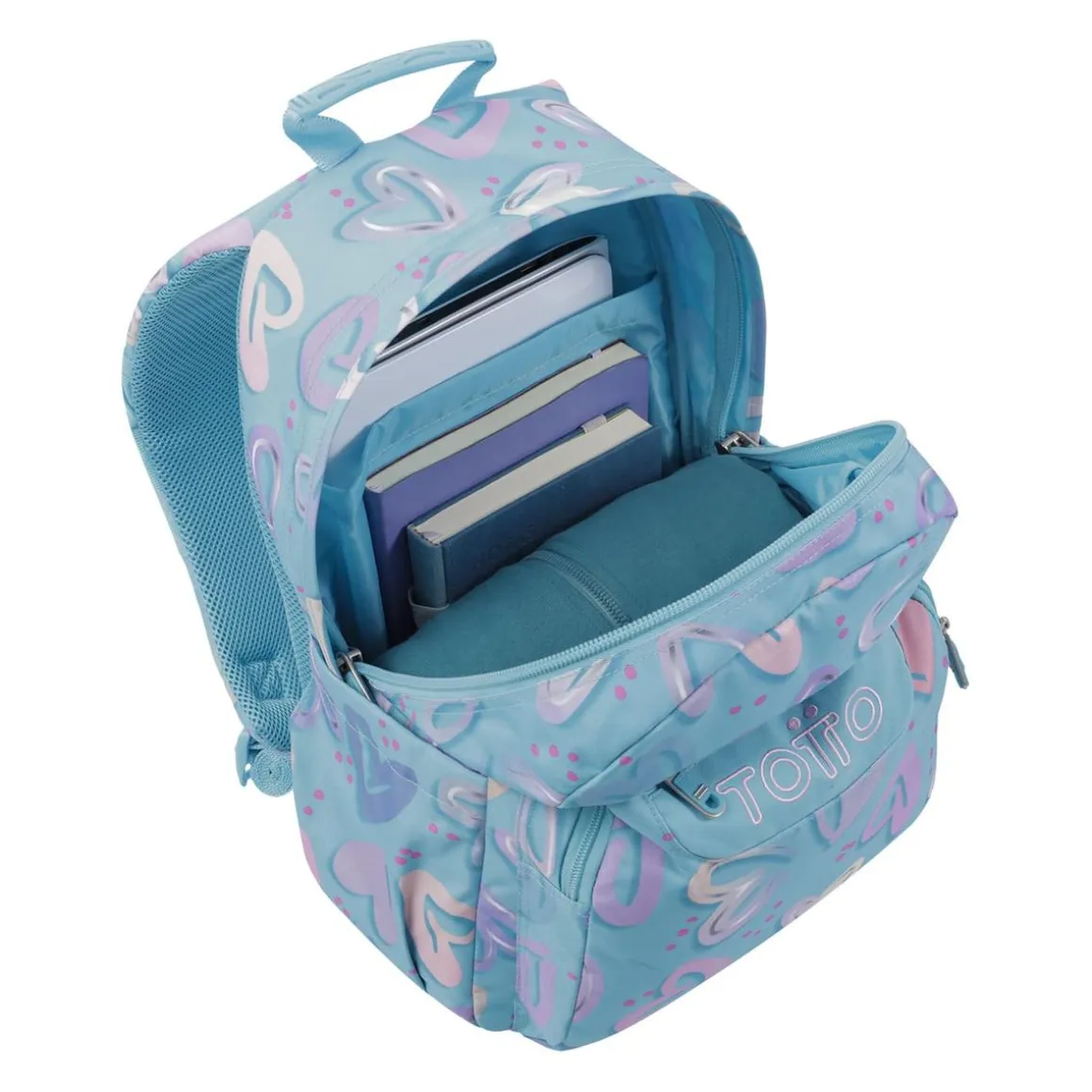 Totto - Mochila escolar corazones pintados Acuarela