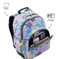 Totto - Mochila escolar flores hawaianas Crayoles