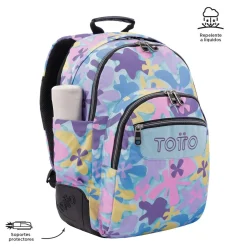 Totto - Mochila escolar flores hawaianas Crayoles