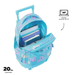 Totto - Mochila escolar pequeña ruedas corazones pintados Resma