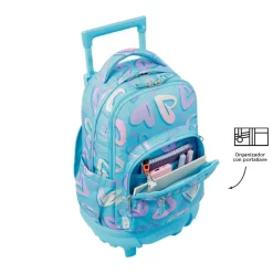 Totto - Mochila escolar pequeña ruedas corazones pintados Resma