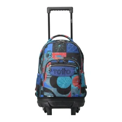 Totto - Mochila escolar pequeña ruedas cyber monstruos Resma