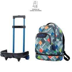 Totto - Mochila escolar ruedas desmontable bloques Tiza