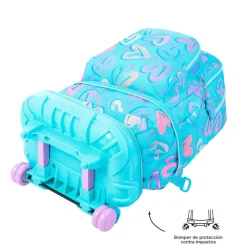 Totto - Mochila escolar ruedas desmontable corazones pintados Tiza
