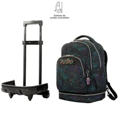 Totto - Mochila escolar ruedas desmontable salpicado color Tiza
