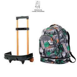 Totto - Mochila escolar ruedas desmontable manga Tiza
