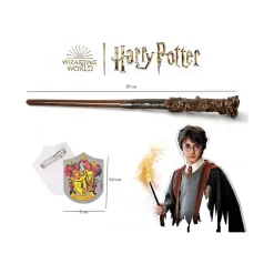 Varita de Harry Potter con escudo de Gryffindor