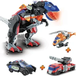 Vtech - Dinosaurio Switch&Go con bomberos y vehículos Mega T-Rex ㅤ
