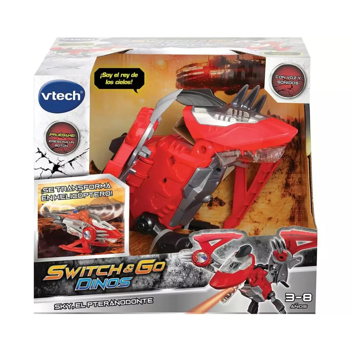 Vtech - Dinosaurio transformable en vehículo Switch&Go Dinos, Sky pteranodonte ㅤ